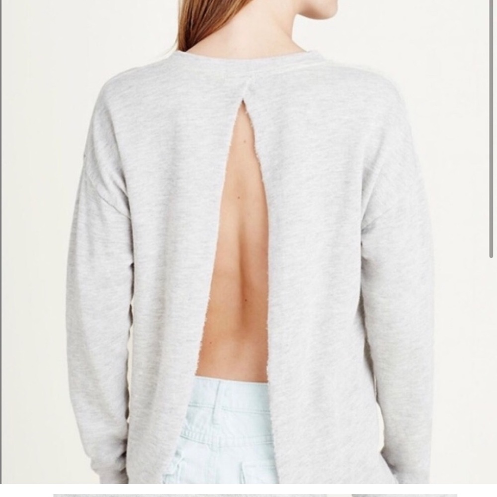 True Religion Open Back Gray Long Sleeve Top - Picture 2 of 11